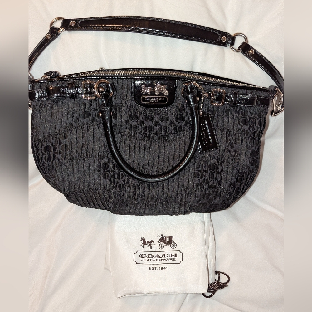 Coach Madison Sophia Gathered Satchel Shoulder Bag with Dust Bag Black VGUC